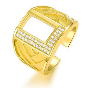 NWT Letter "L" Gold Plated Sterling Silver Ring